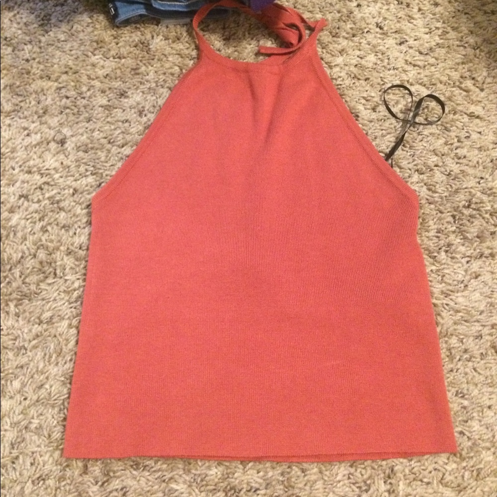 Orange Halter Top Crop Top
