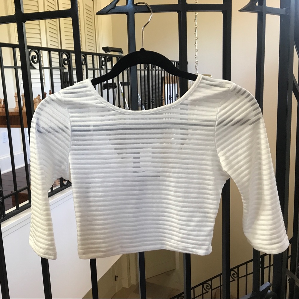 White Striped Crop Top