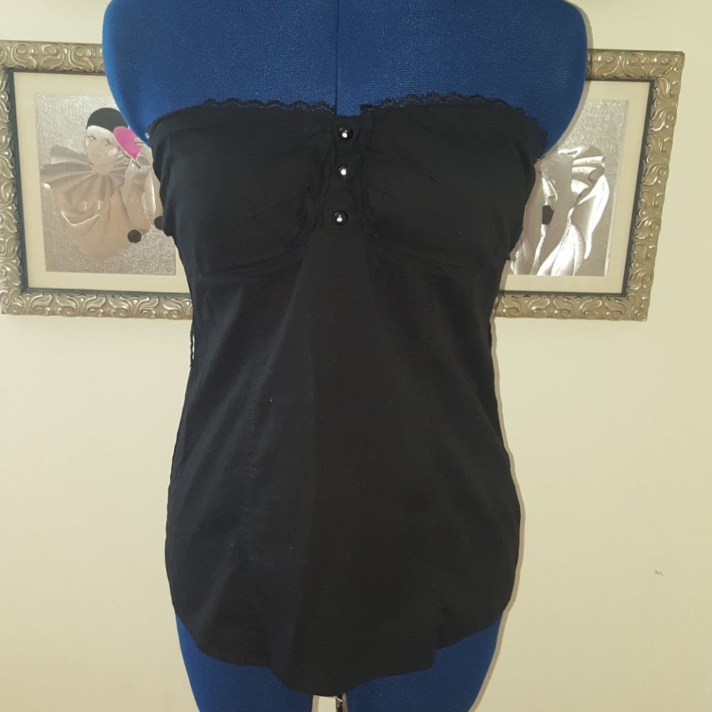 Black strapless bustier top