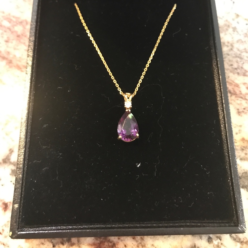 Gold Amethyst Stone Necklace