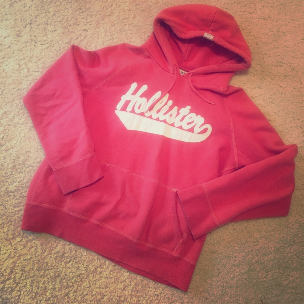 Coral colored Hollister hoodie sweatshirt
