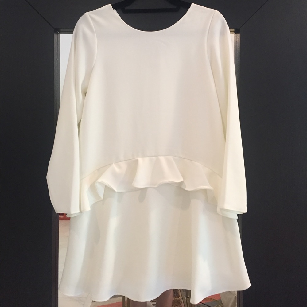 Zara White Ruffle Dress