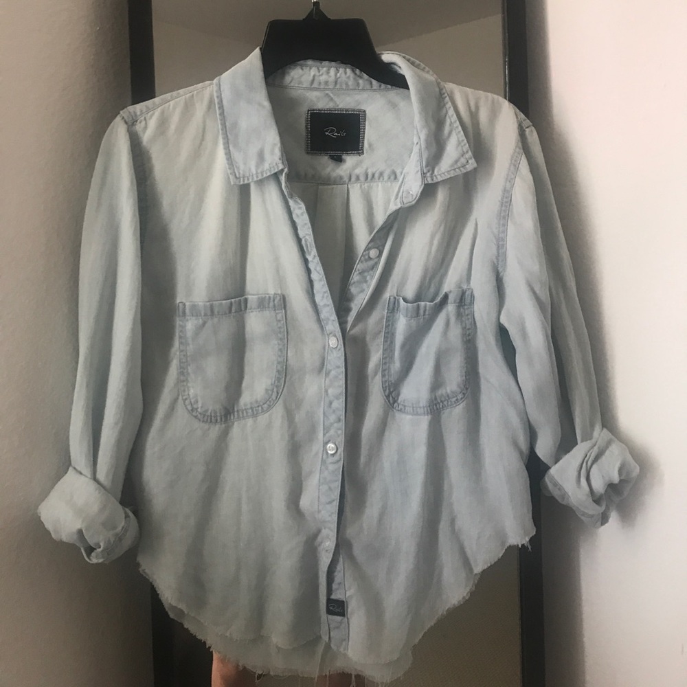 Rails cropped denim shirt - light wash