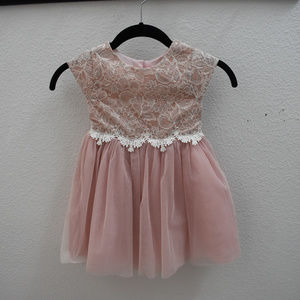 High quality formal pink flower girl dress