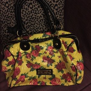 Yellow and Roses Sequin Betsey Johnson Bag