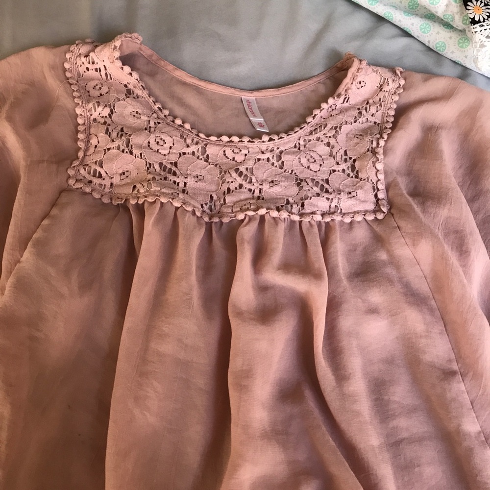 Dusty Rose Blouse with Lace