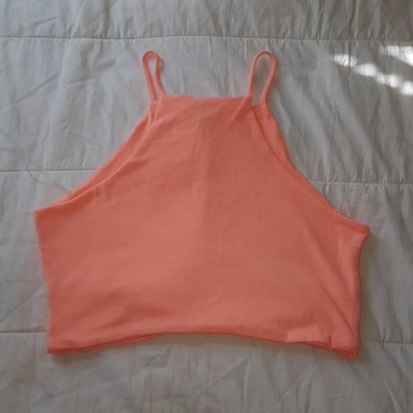 NWT Charlotte Russe soft neon orange crop top - Picture 2 of 4