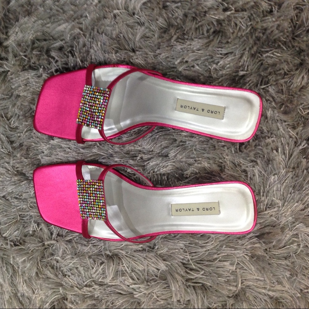 Sparkly slip on dress sandals