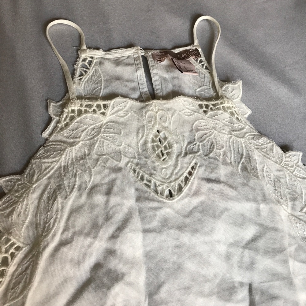 Forever 21 Embroidered Ivory Camisole