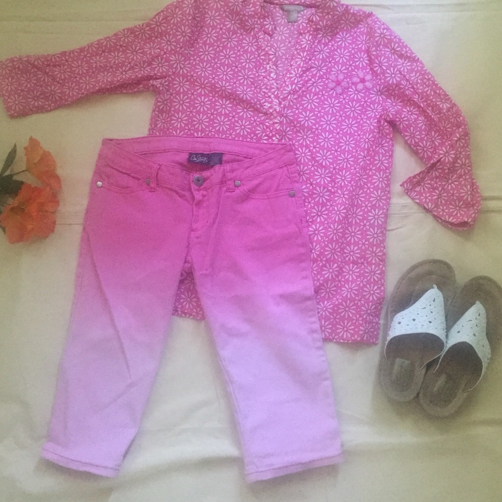 Hot pink ombré denim shorts 7