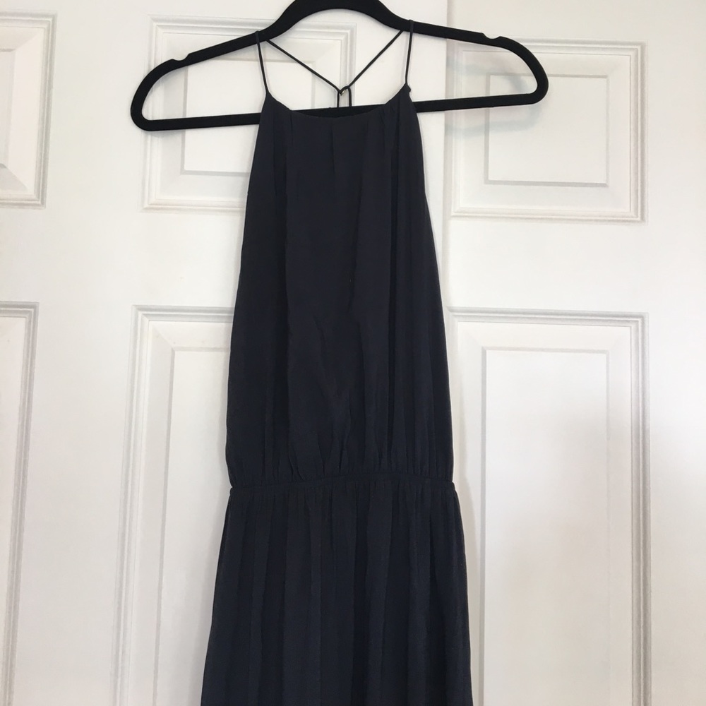 Navy halter top double slit maxi