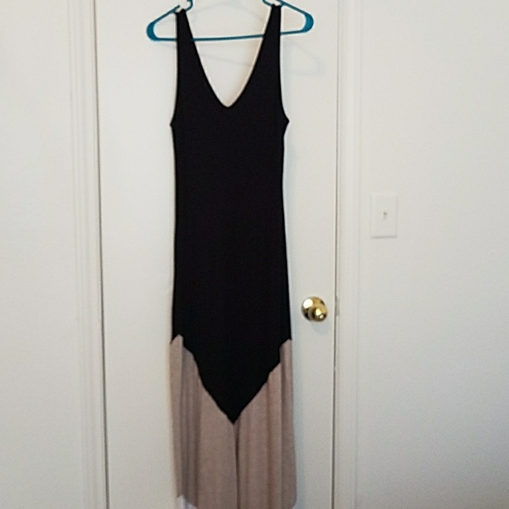 Black/Brown V-Neck Maxidress