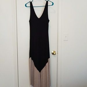 Black/Brown V-Neck Maxidress