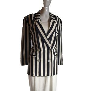 Casual Corners Retro Size 8 Jacket Navy Striped