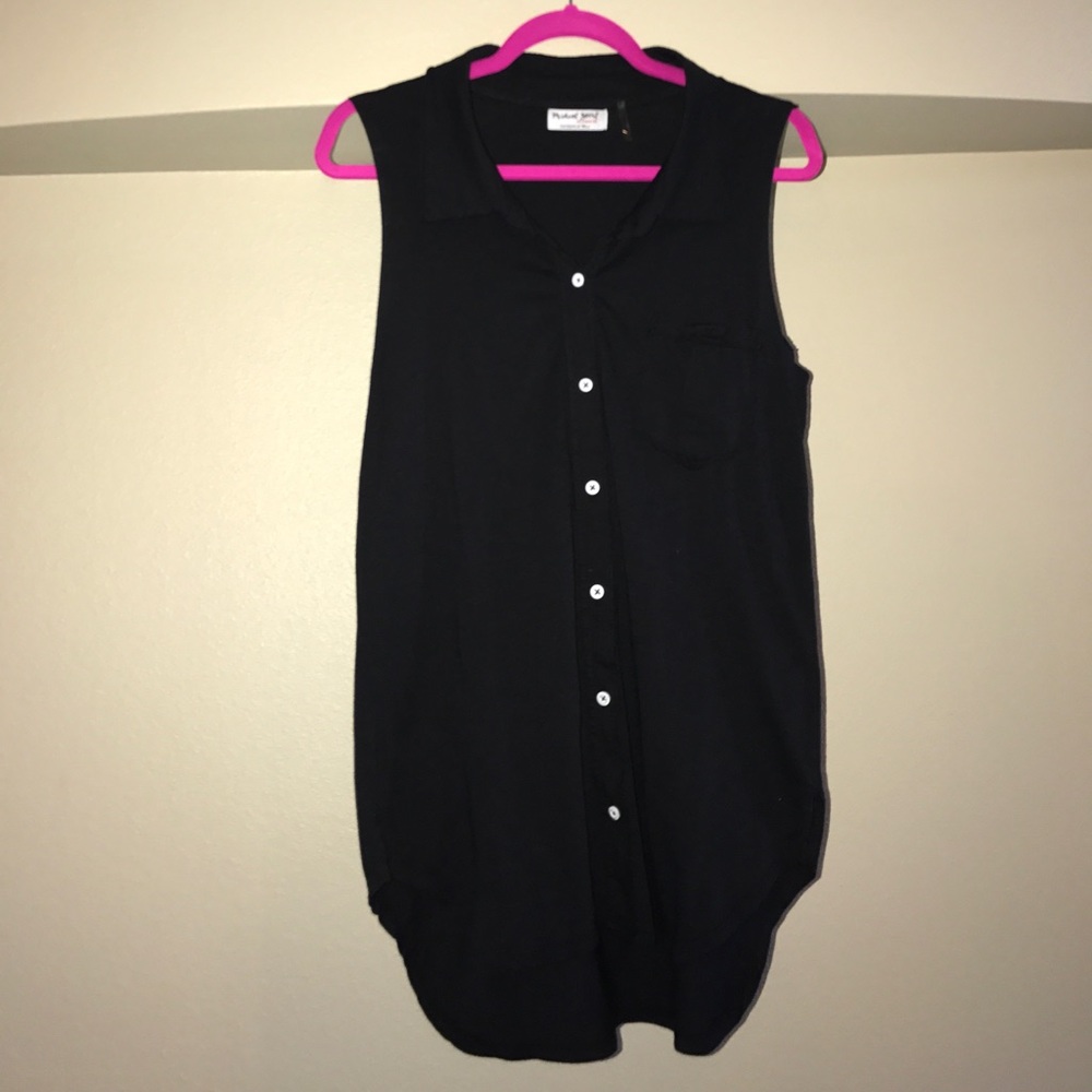 NEW Michael Stars Black Button Up Vest Shirt