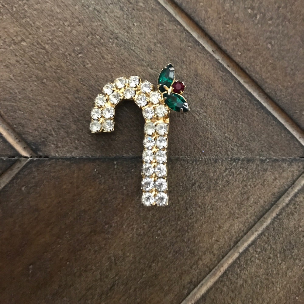 Candy cane rhinestone pin