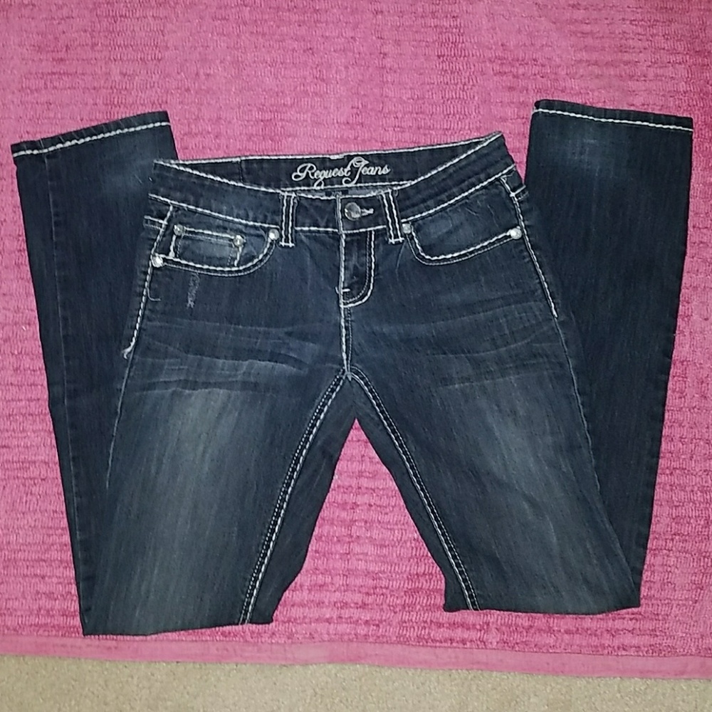 Juniors size 7 denim jeans with diamond buckle