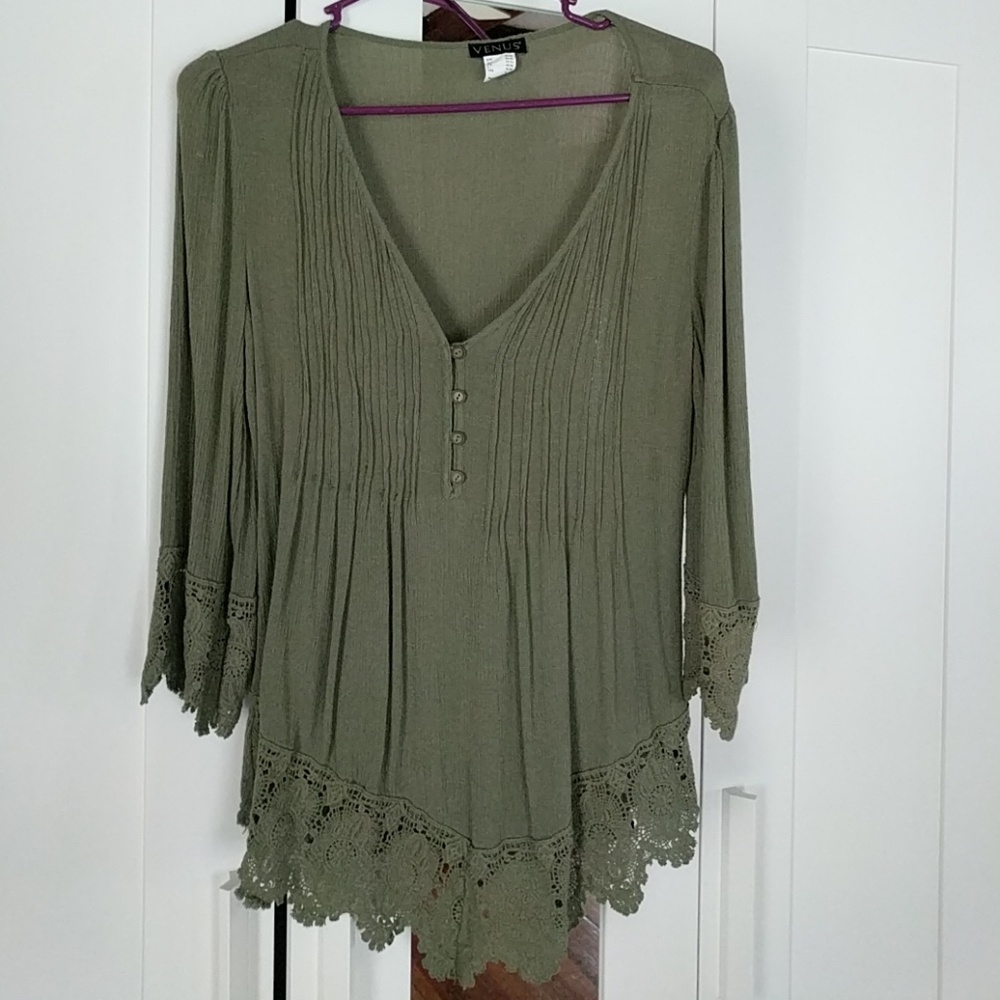 Olive green blouse top