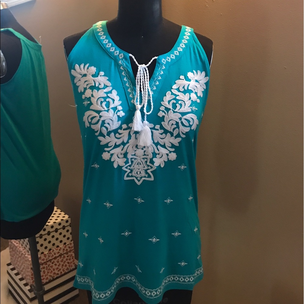 Turquoise embellish top size medium