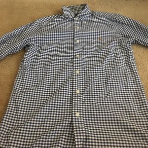 Long Sleeve Blue Checkered Button Up