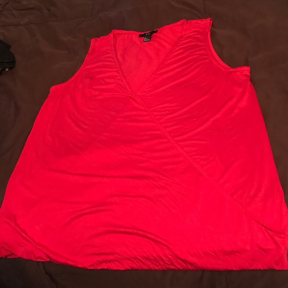 Red sleeveless blouse