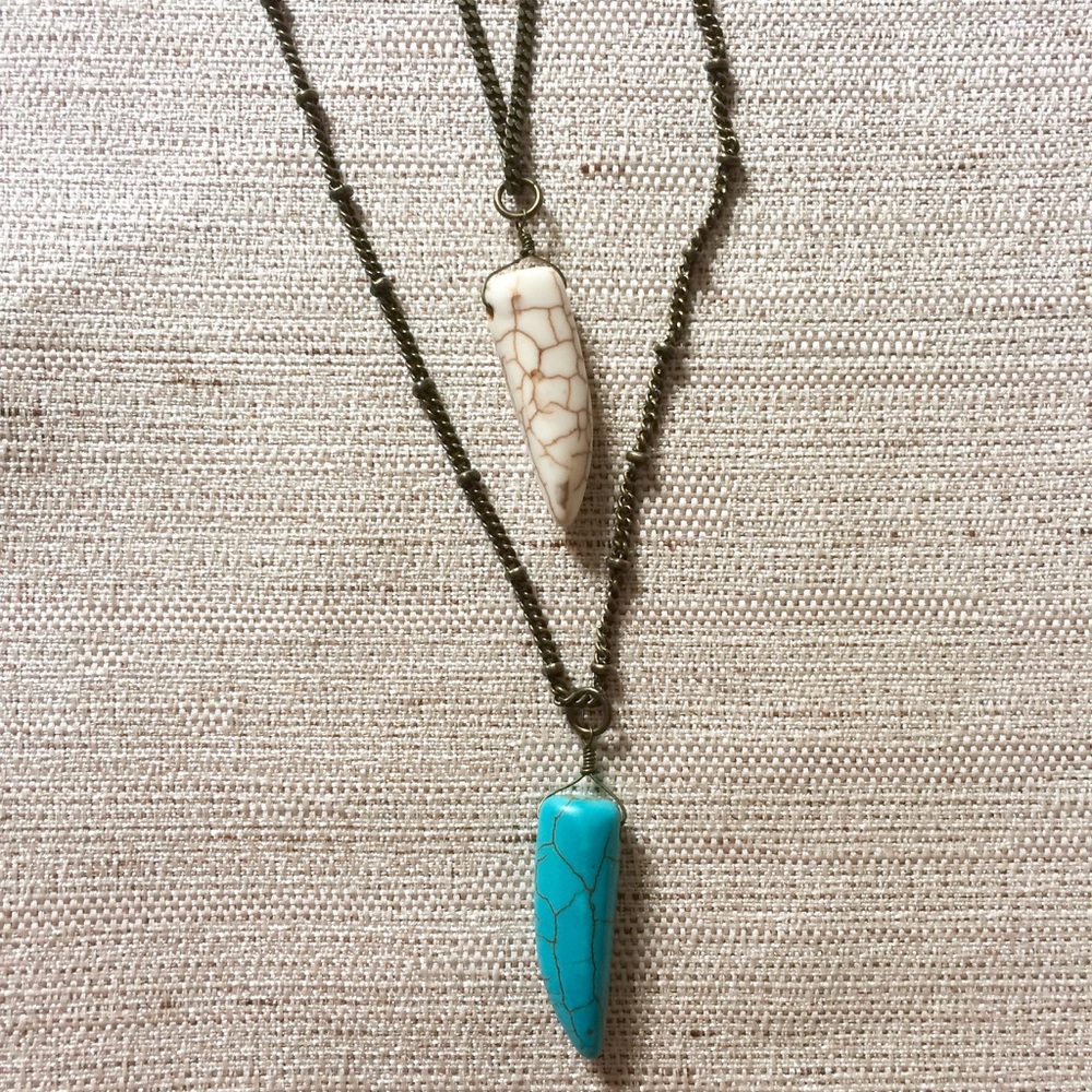 PacSun Turquoise Tooth Necklace