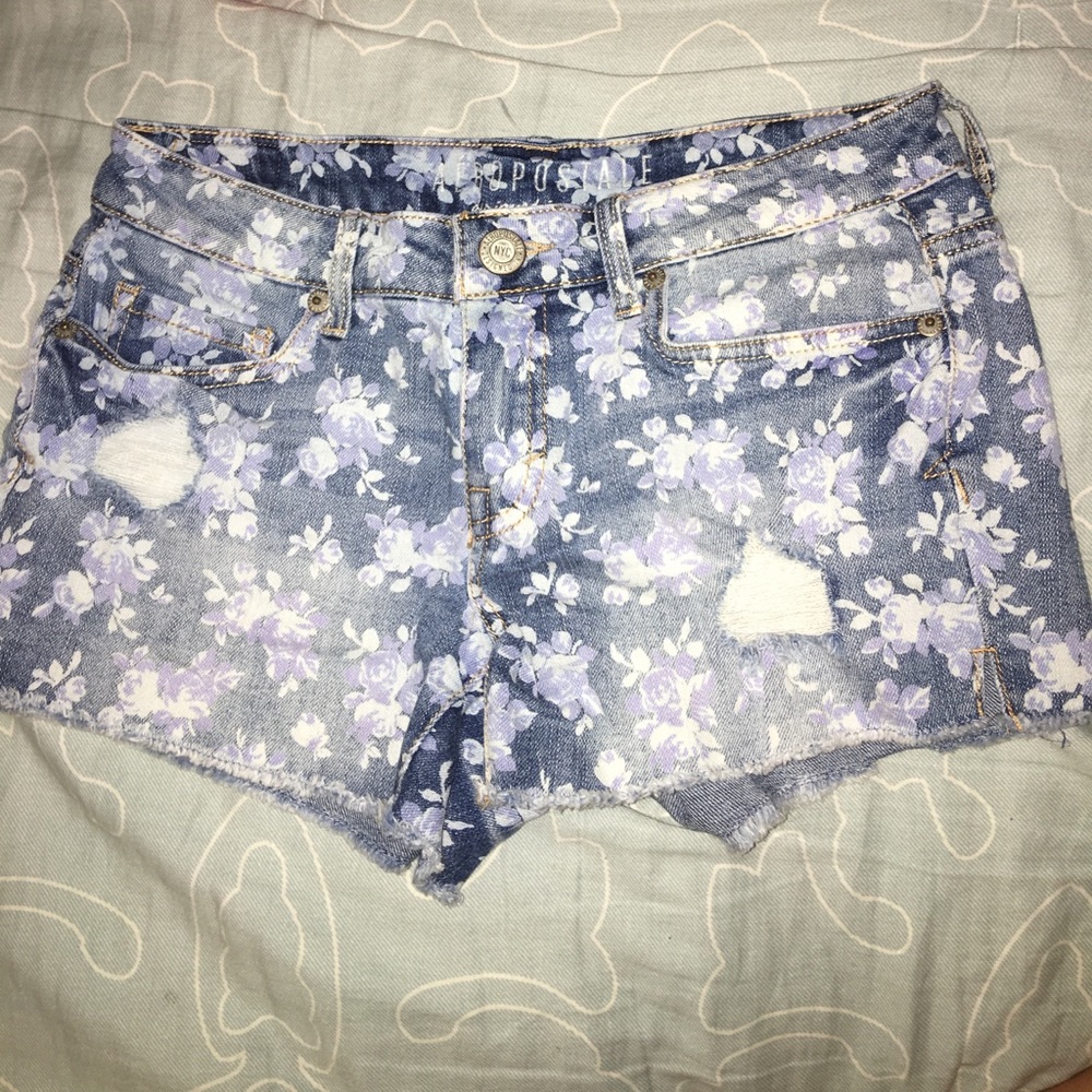 floral jean shorts