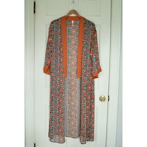 Sheer Floral Open Front Duster Kimono