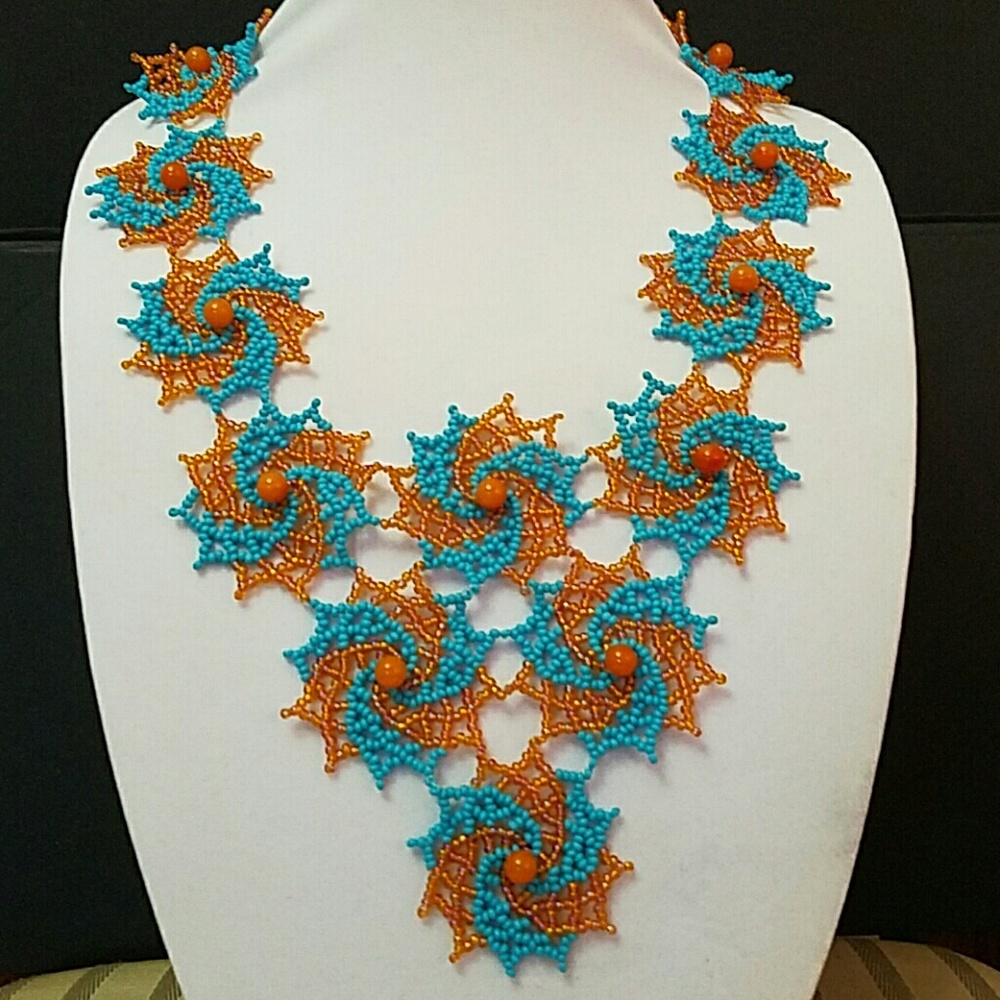 Handmade bead swirl necklace
