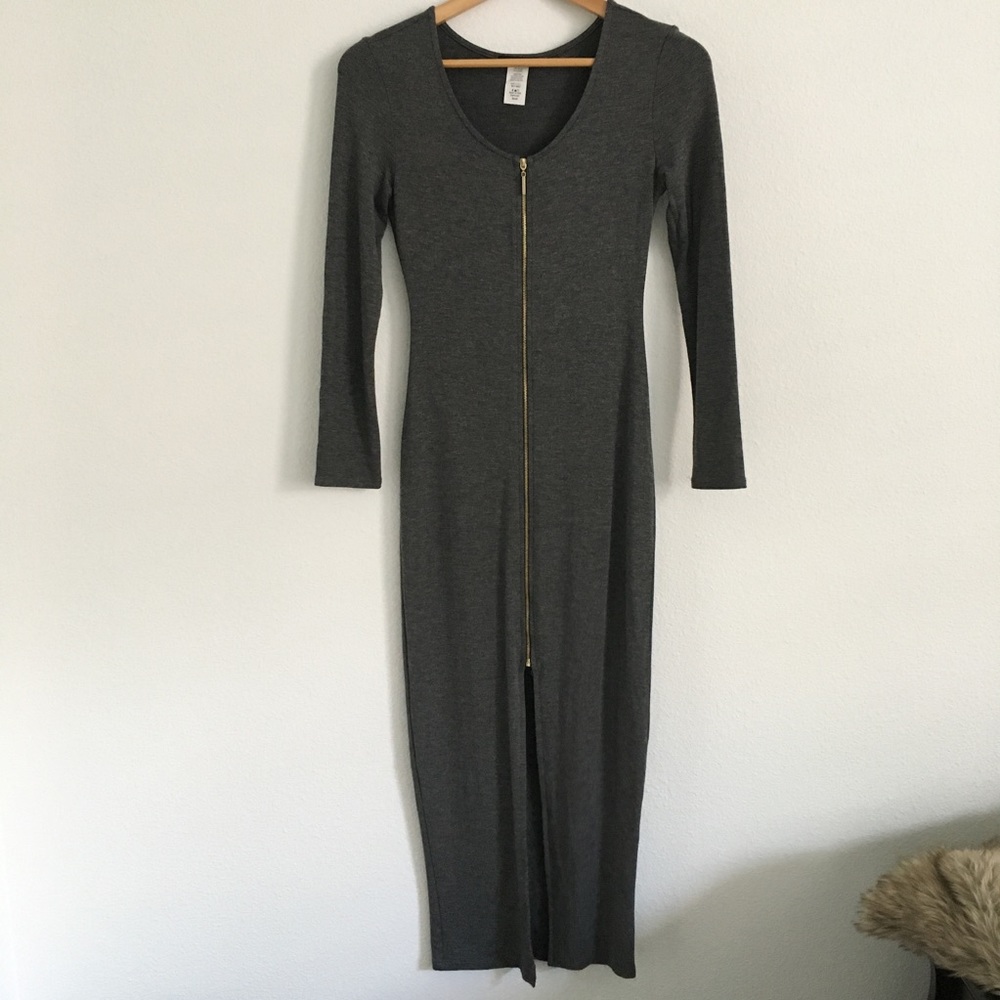 BLVD - LONG ZIPPER DRESS, CHARCOAL ✨