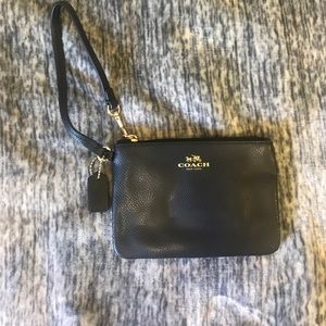 Black leather Coach wrist let