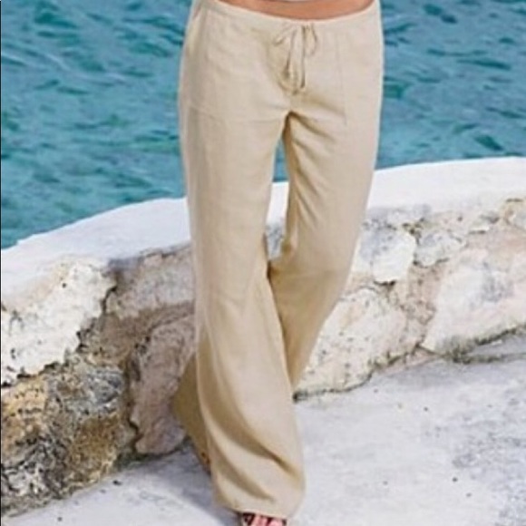 Victoria's Secret Pants - VS Drawstring Linen Khaki Pants