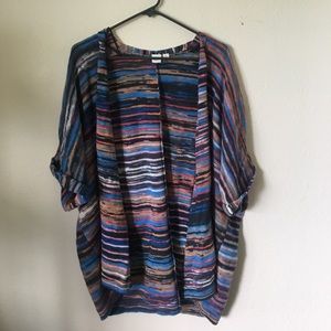 Multicolored Open-Front Cardigan
