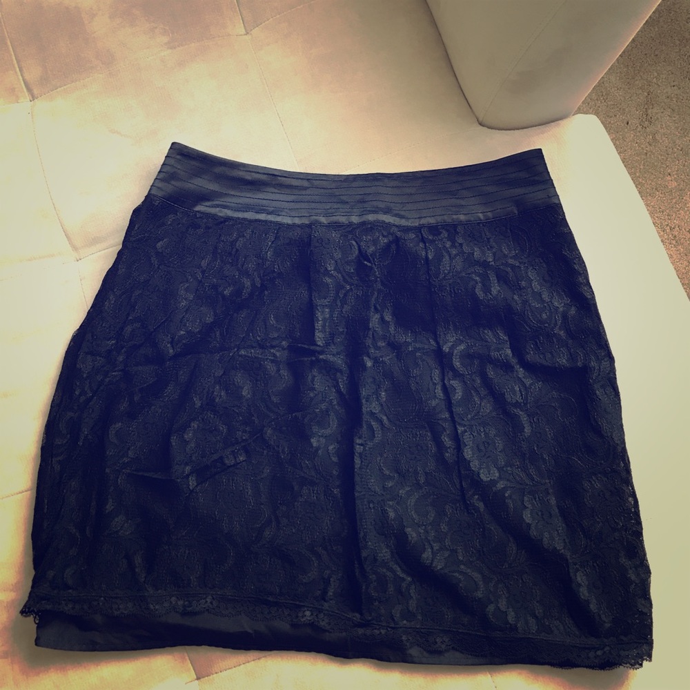 Satin and Lace Black Skirt