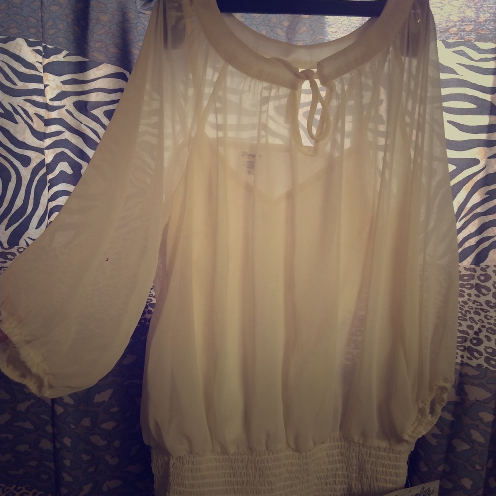 Silk cream colored western top