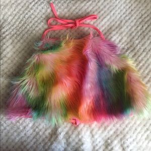Rainbow Furry Ocean Moon Halter Top
