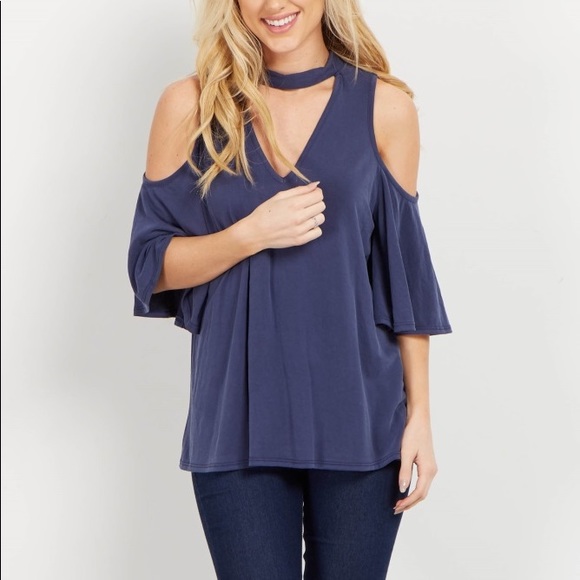 Pinkblush Tops - Navy Choker Cold Shoulder Top never worn size M