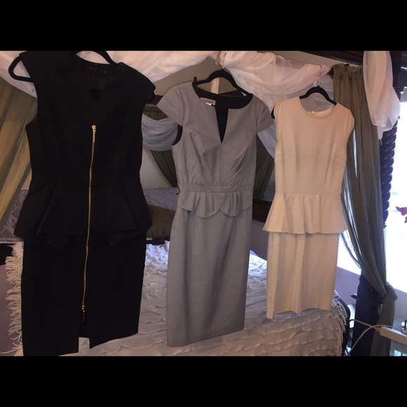 SALE🔥Kay Unger Gray Fitted Peplum Business Dress - Picture 2 of 4