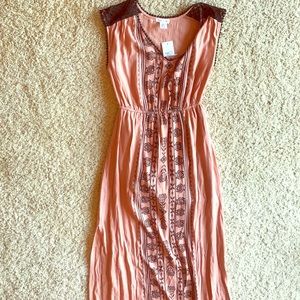 Dim coral pink maxi dress with tags.