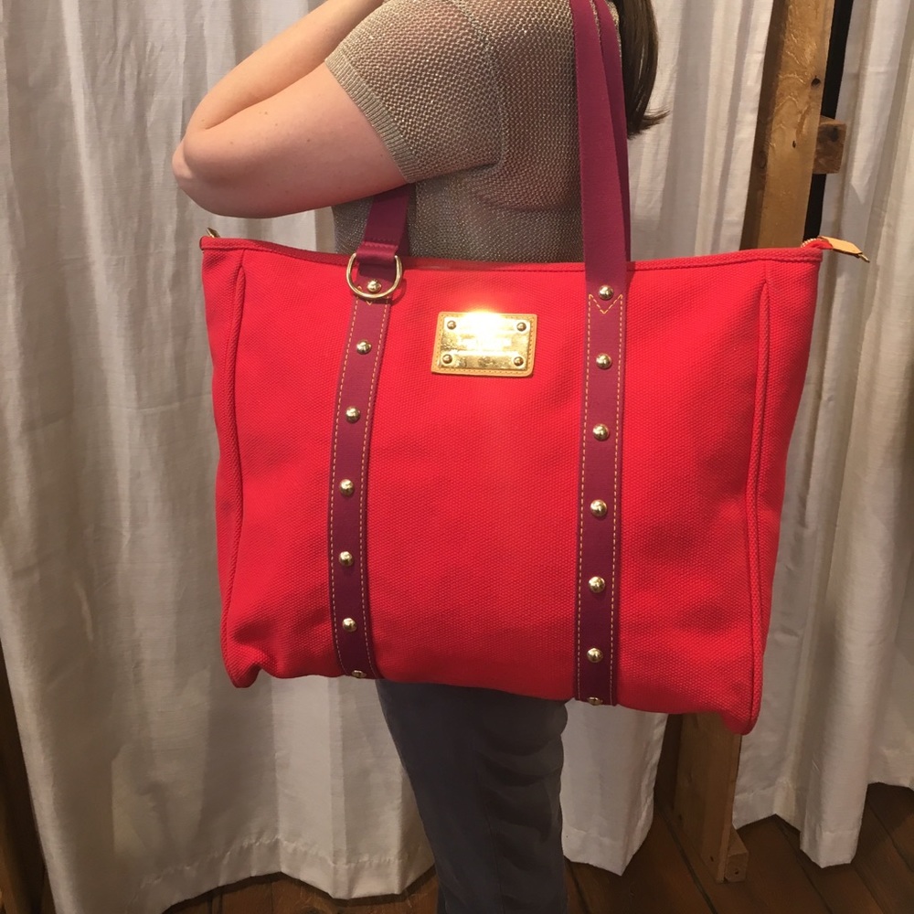 Louis Vuitton Rouge Canvas Antigua Cabas GM Tote
