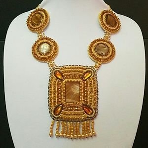 Handmade square and circle bead necklace