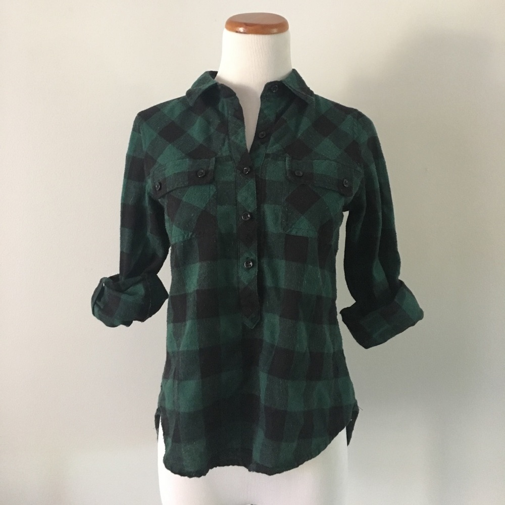 Green and Black Plaid Shirt