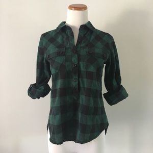 Green and Black Plaid Shirt