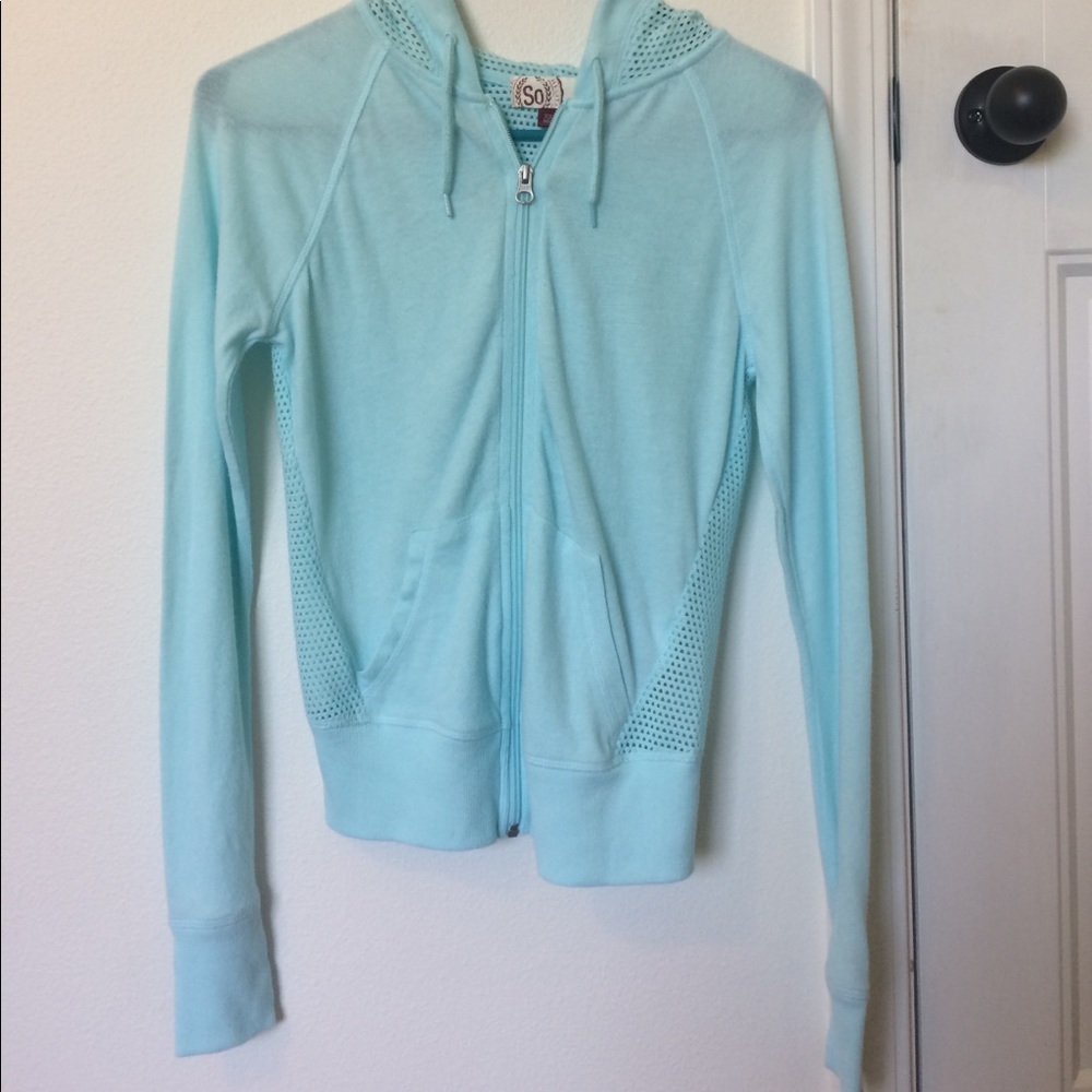 "So" zip up athletic hoodie