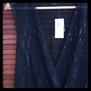 BCBG black sequin sheer top