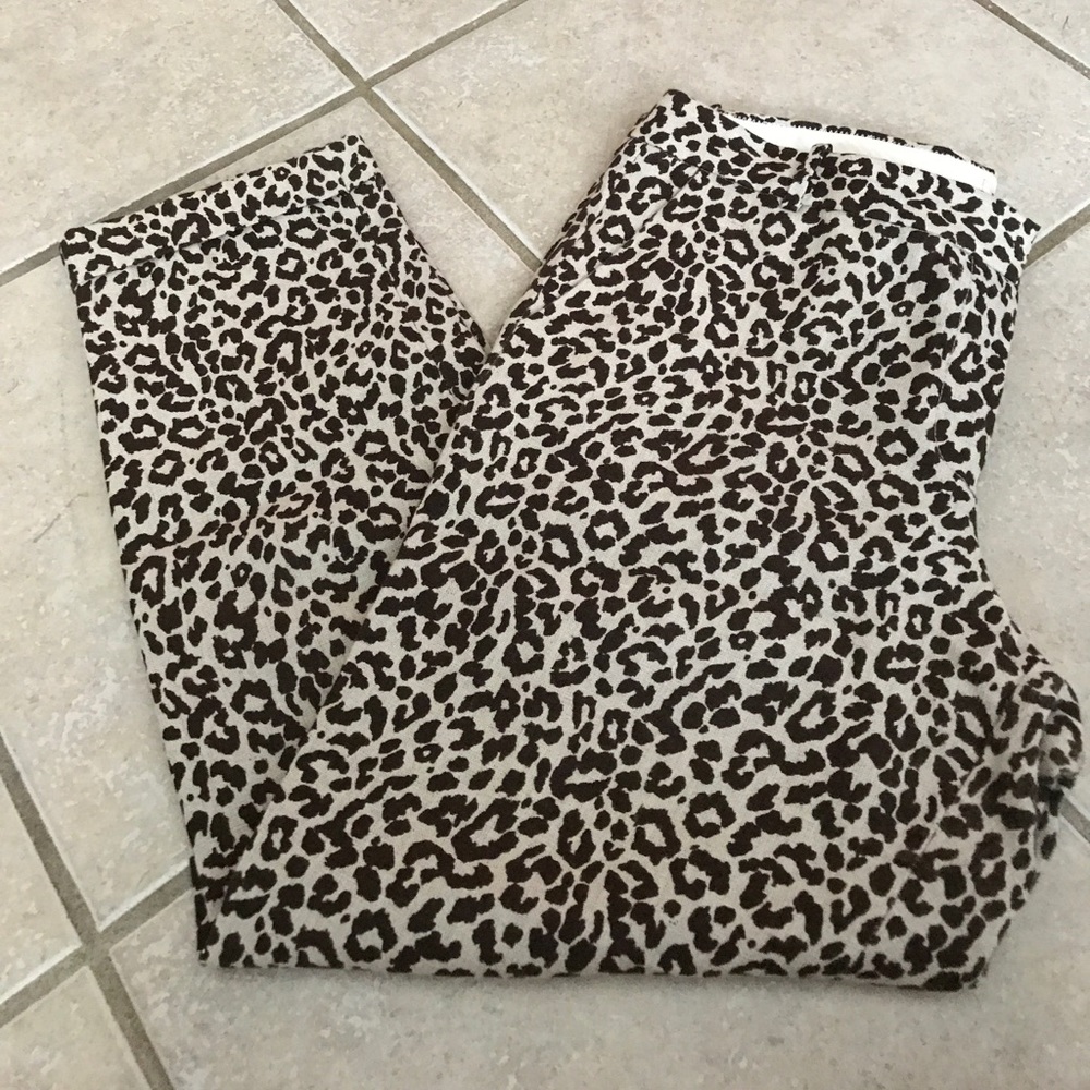 VGUC J.Crew Cafe Capri in Linen Leopard, size 10