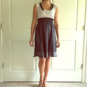 Matty M gray/cream dress with silk trim