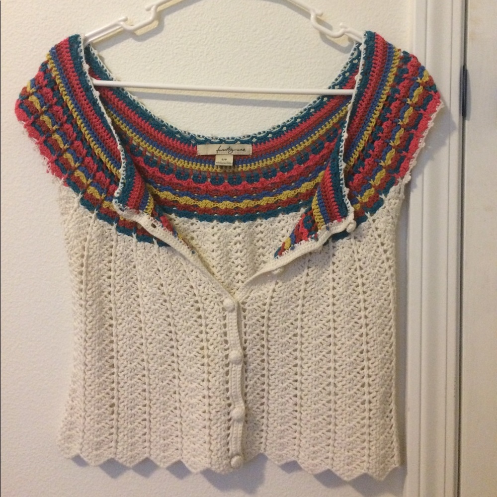 woven bohemian sweater vest with buttons