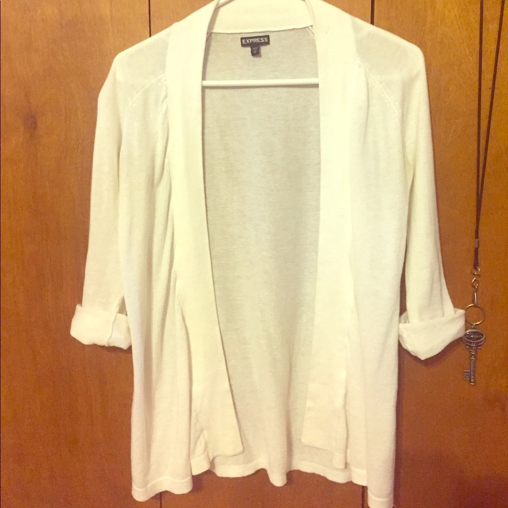 White cardigan, XS! Lightweight and Fashionable.