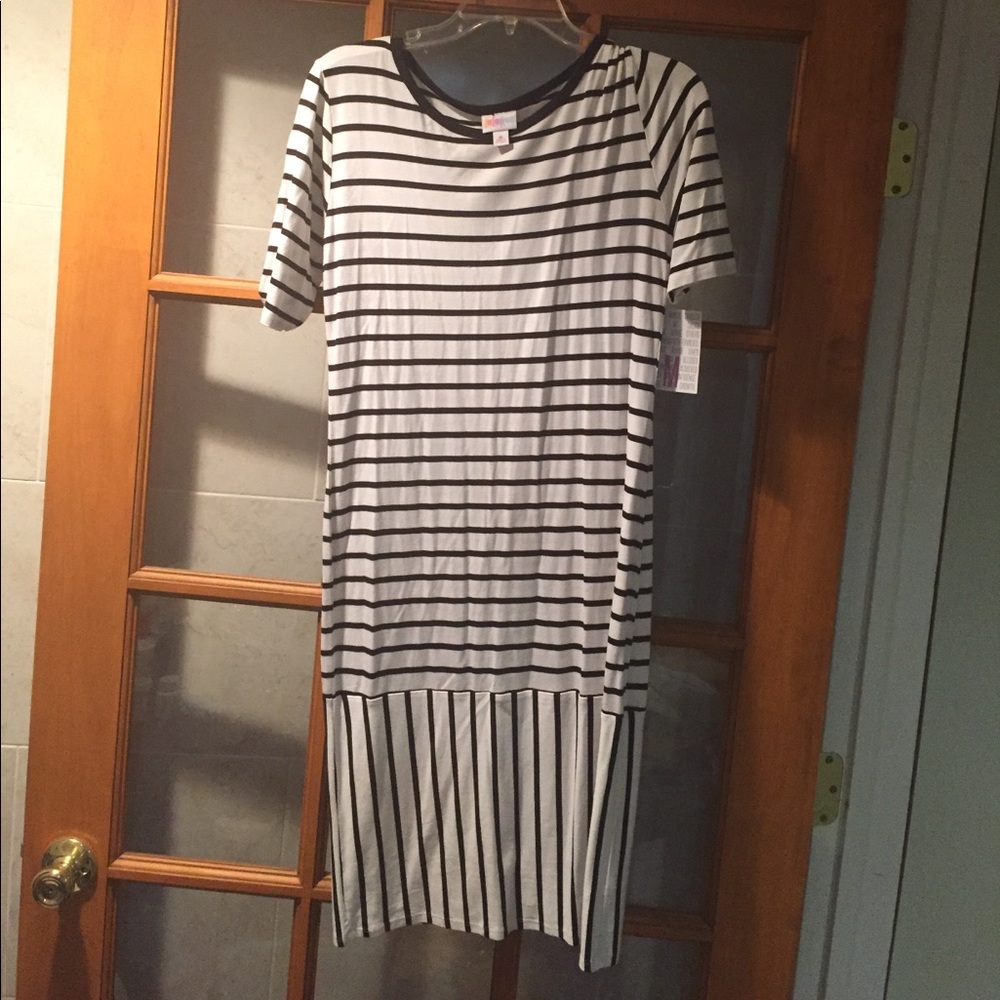 Lularoe Julia dress black and white stripes NWT!!!